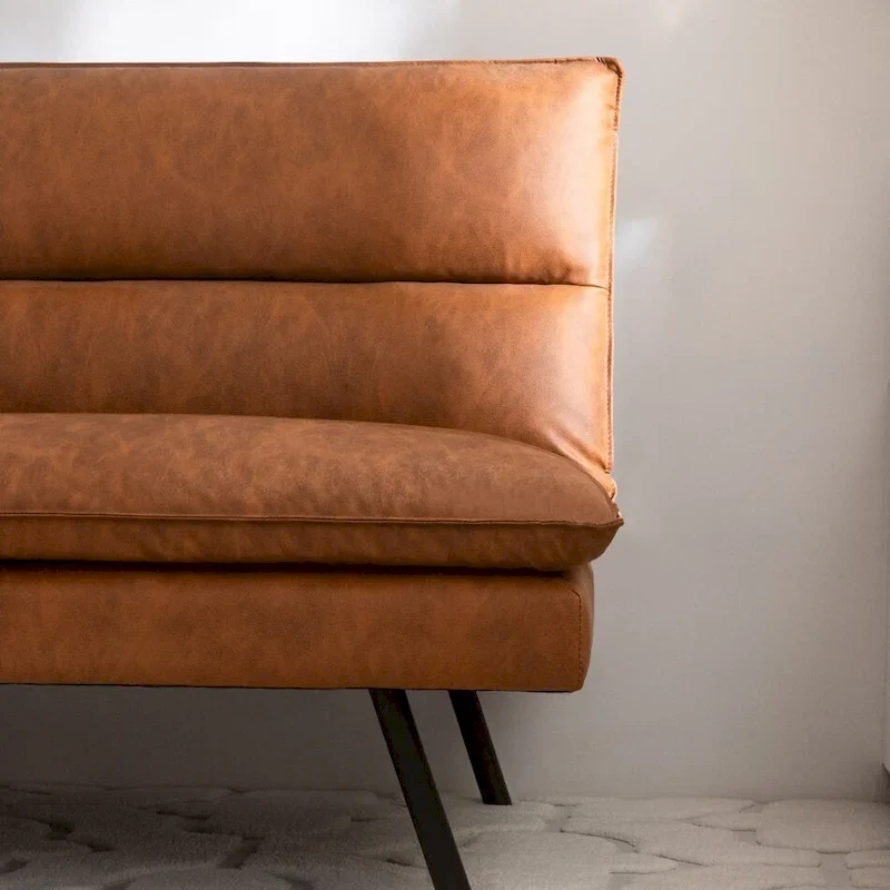 EGOHOME 71 Faux Leather Convertible Sofa with Split Back