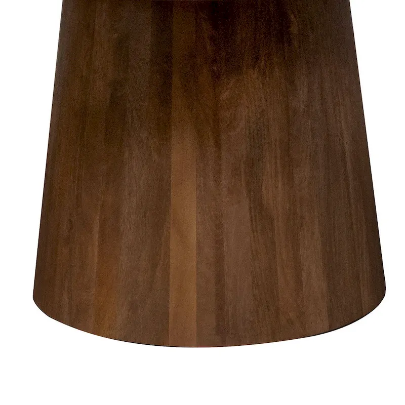 White Marble Top Round Dining Table with Brown Fluted Pedestal Base - 46 Inch