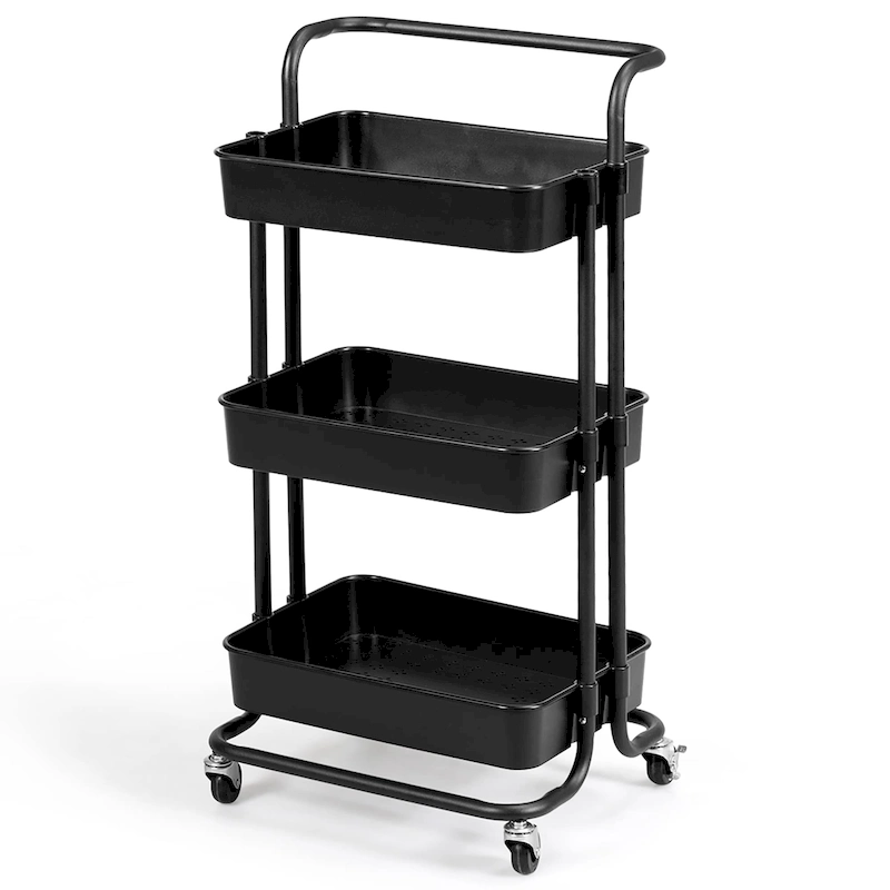 3-Tier Utility Cart Storage Rolling Cart with Casters