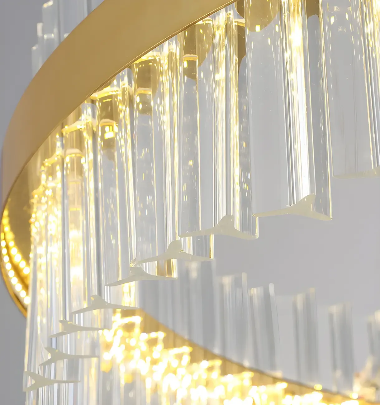 Modern Brass Round Crystal Island Chandelier