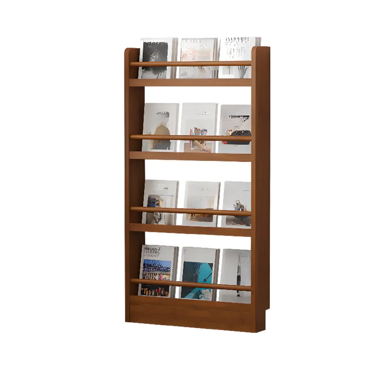 Rustic Brown Oak Bookcase Open Rectangular BookShelves