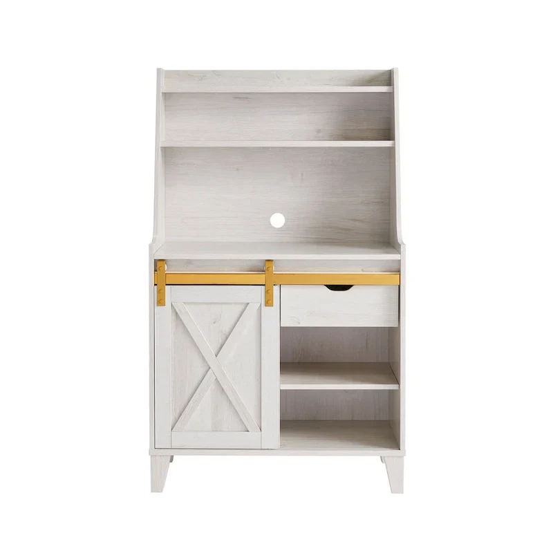 White Oak 6-Shelf Baker's Rack with Barn Door