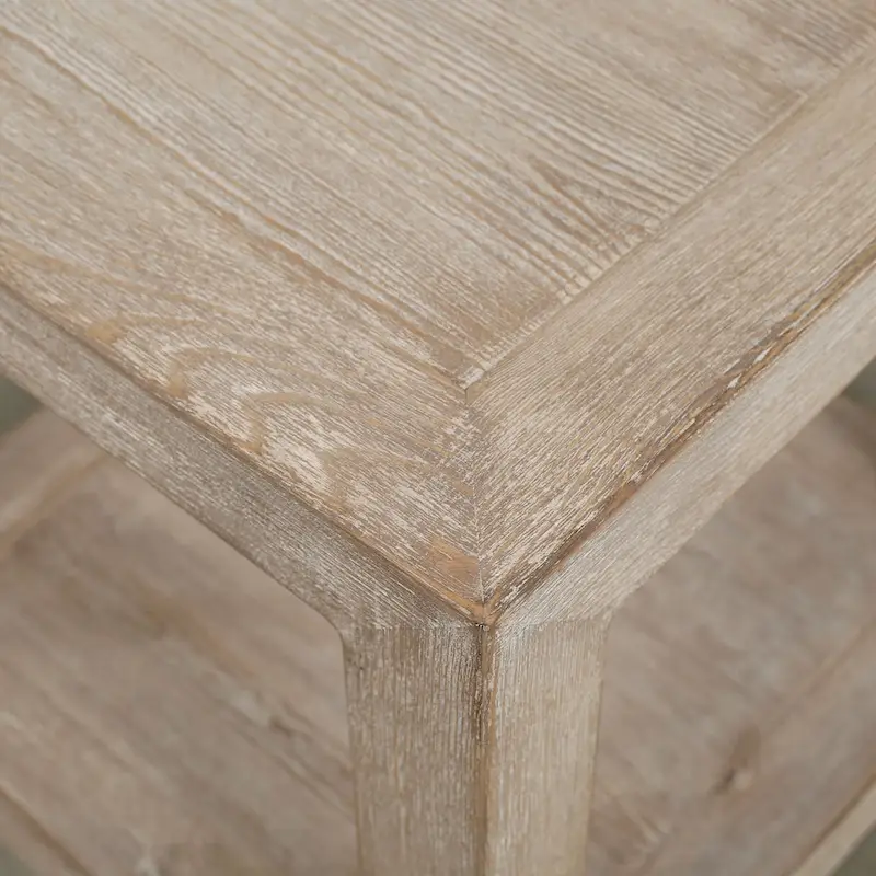 Artissance Peking Grand Framed Square Side Table, 22 Inch Tall, Weathered White Wash Finish