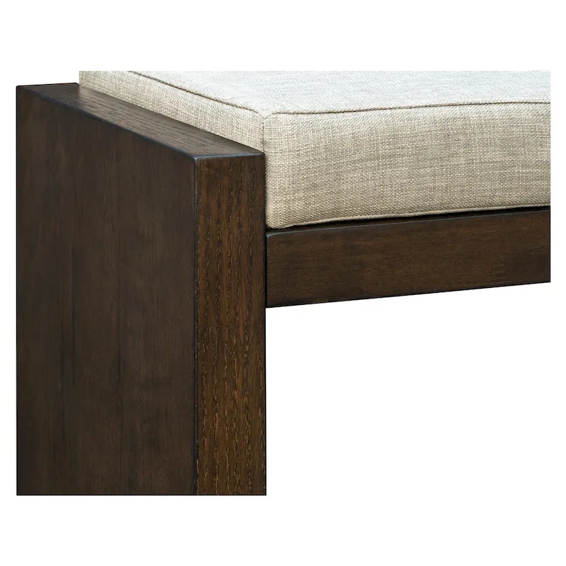 Wood Veneer Accent Bench with Lower Storage Shelf and Cushion