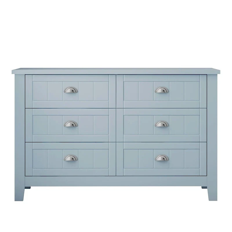 Modern Drawer Dresser with Solid Wood Frame and Retro Shell Handle