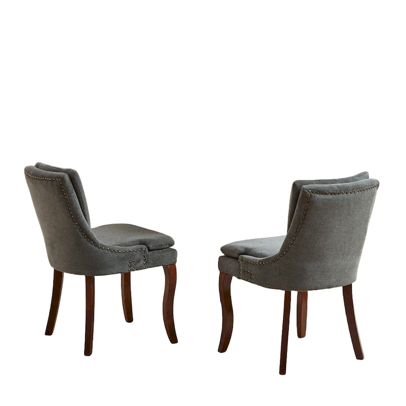 Chenille Fabric Upholstered Dining Chairs w/ Solid Wood Legs(Set of 2)