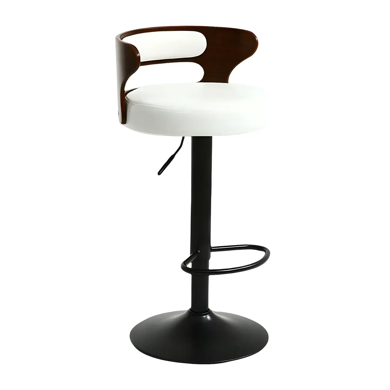 Adjustable Round Leather Swivel Bar Stools with Back