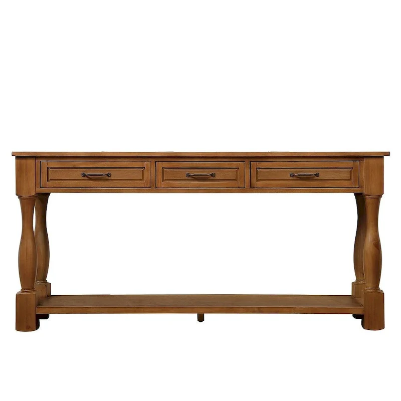 Solid Wood Console Table - Antique White/Blue/Navy/Espresso/Brown, Mid-Century Style, Multi-User