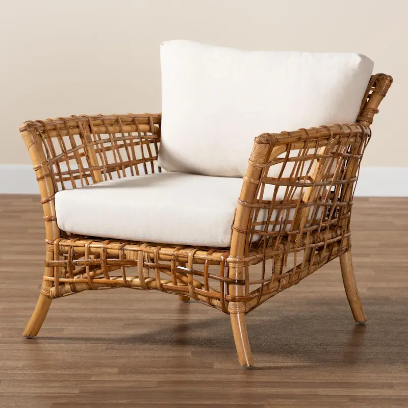 bali & pari Babette Modern Bohemian Natural Brown Rattan Arm Chair