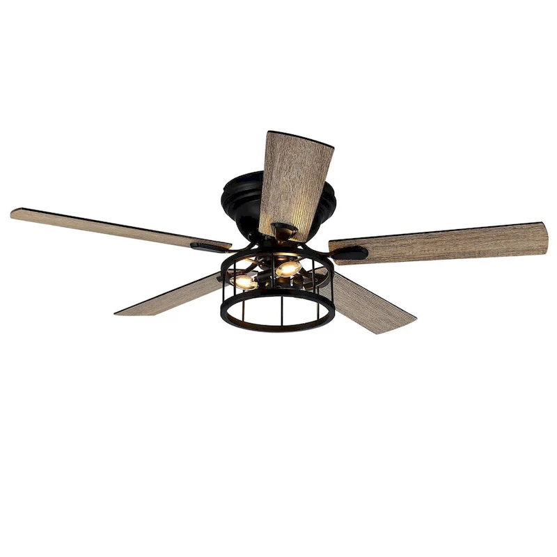 52-in Black Indoor Ceiling Fan with Light and Remote Controller(5-Blade)
