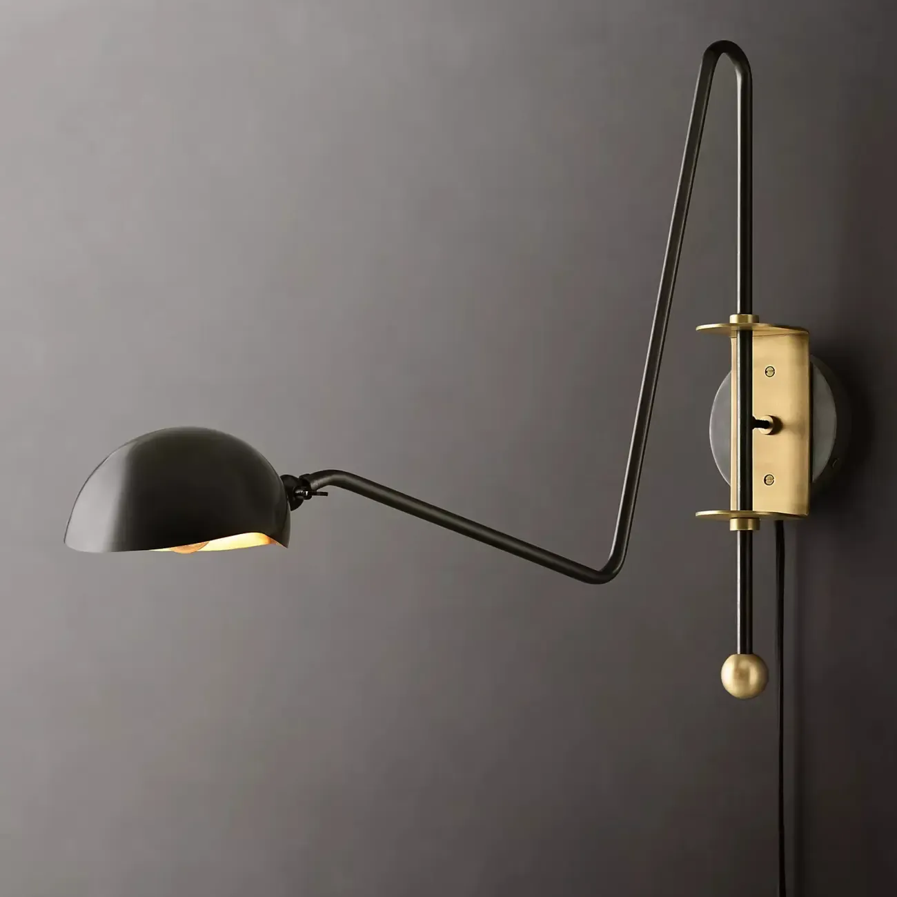 Industrial Dome-Shaped Swing Arm Wall Light for Bedroom Decor