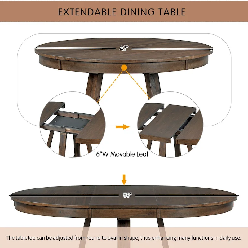 Multi-Function Dining Table and Chair Sets Farmhouse Kitchen Dining Table Sets with Removable Folding Plates Cross-Shaped Legs