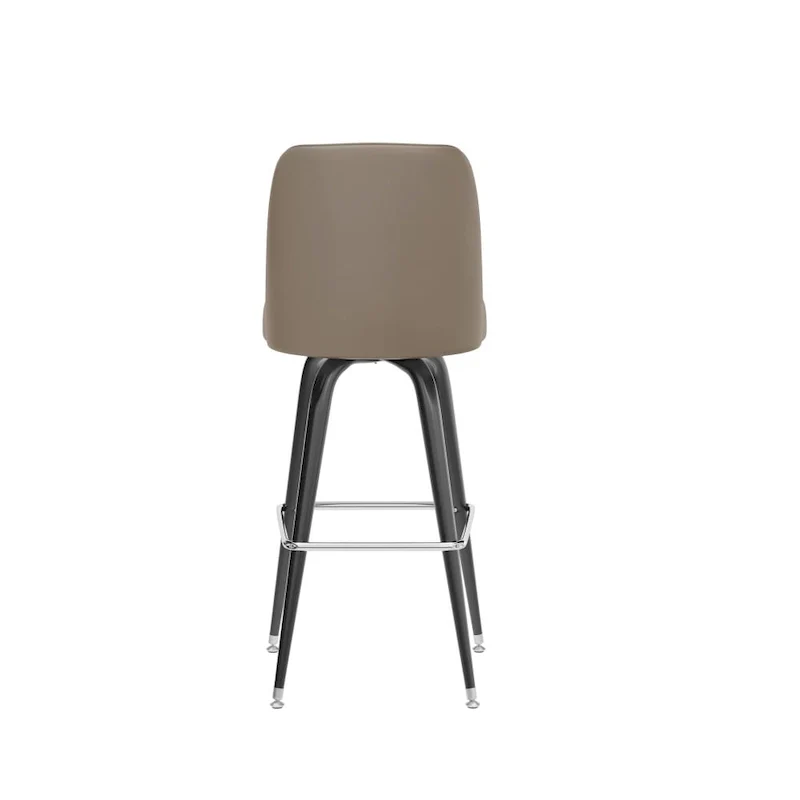 2 Pack Metal Barstool with Swivel Vinyl Upholstered Bucket Seat and Footrest - 18.5D x 18.5W x 42.5H