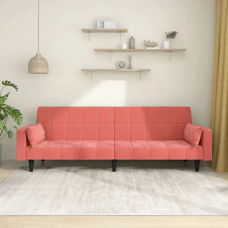 vidaXL 2-Seater Sofa Bed Upholstered Convertible Sleeper Sofa Couch Velvet - 86.6 x 33.3 x 27.2