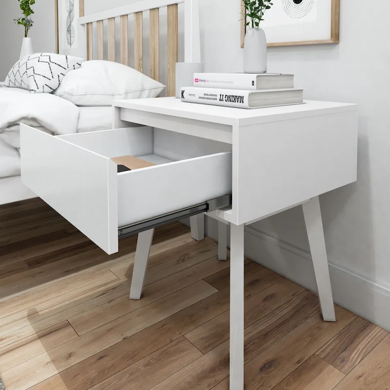 Plank and Beam Scandinavian Nightstand with 1 Drawer