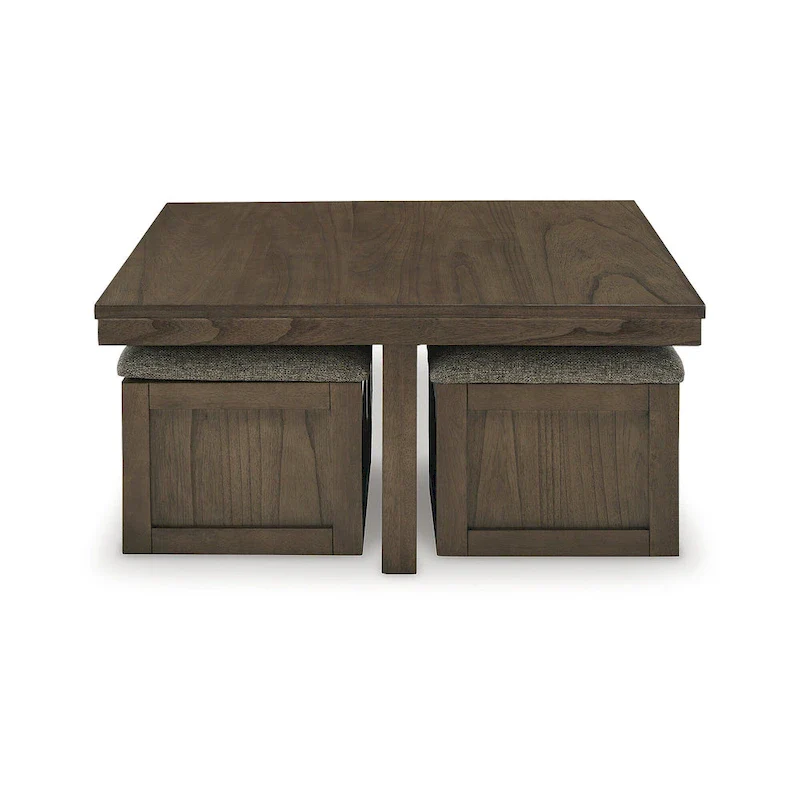 Signature Design by Ashley Boardernest Brown Coffee Table with 4 Stools - 40W x 40D x 18H