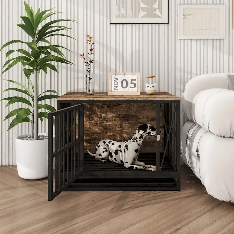 Dog Crate Furniture,32.67 Inches Dog Kennel for Dogs up to 70 lb,Removable Tray, Heavy-Duty Dog Cage End Table