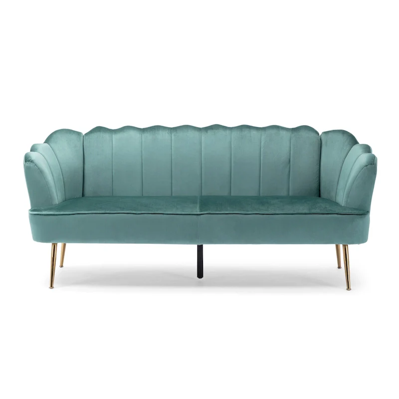 Reitz Glam Velvet Shell 3 Seater Sofa by Christopher Knight Home - 76.25 L x 29.25 W x 33.50 H