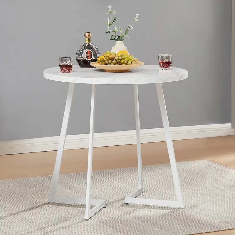 Javlergo 31.5 Round Dining Table Modern Leisure Table with Metal Leg