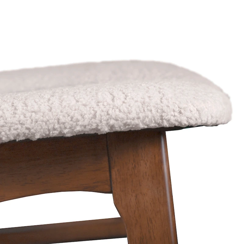 Furniture of America Beau I Mid-century 2-Pack Walnut Dining Chair Set with Boucle Seats