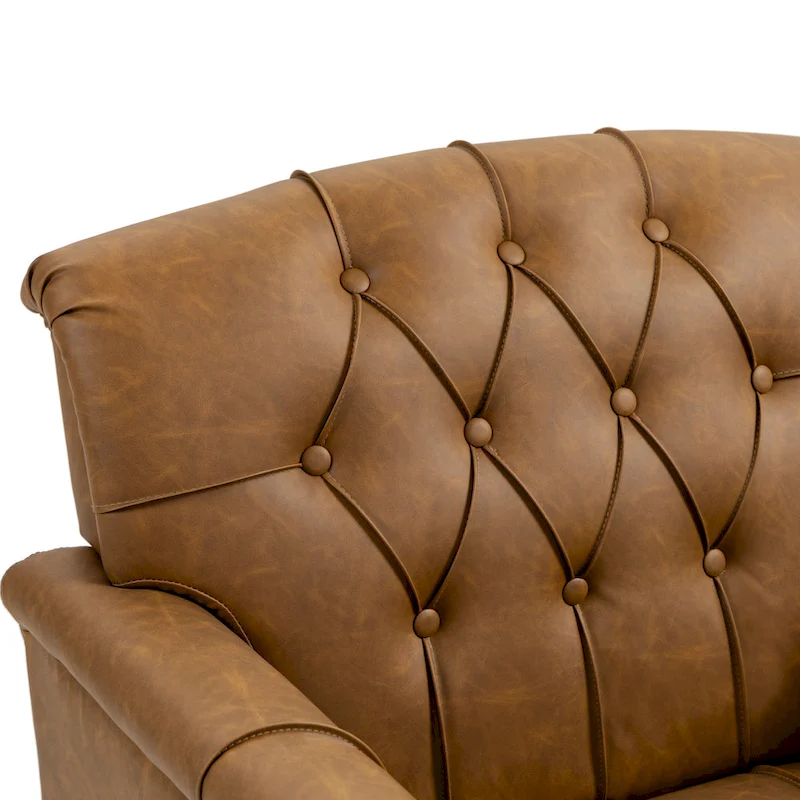 PU Leather Tufted Accent Chair with Nailhead Trim Armchair