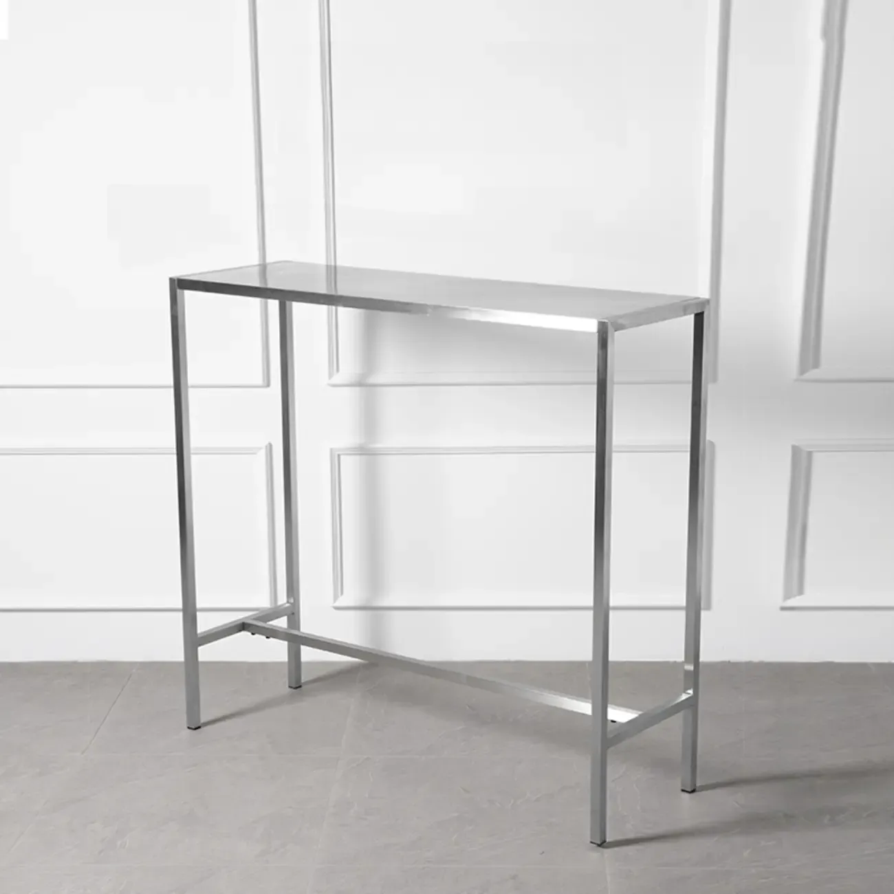 Industrial Silver Stainless Steel Bar Table