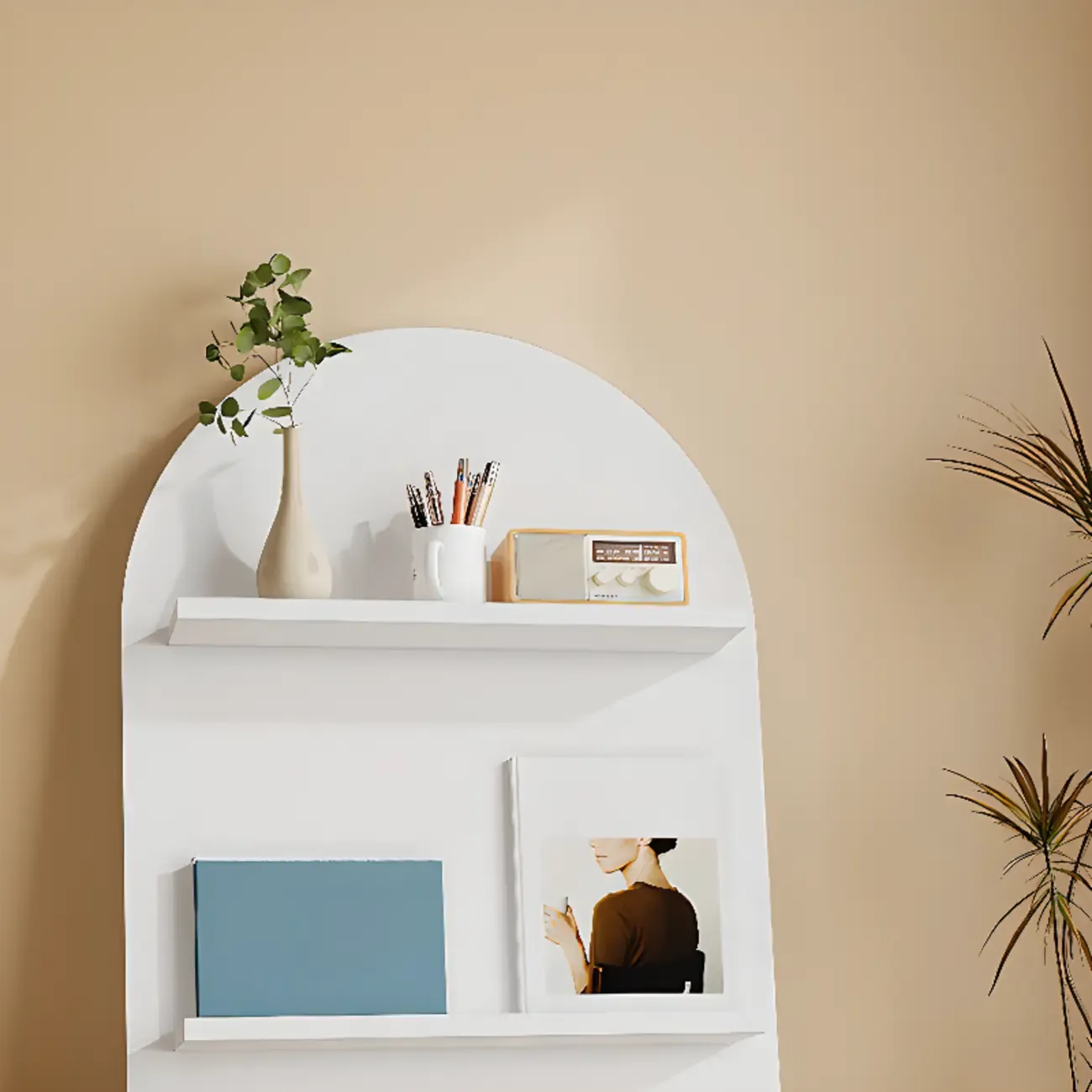 Scandinavian Solid Wood 4-Tier Ladder Bookcase