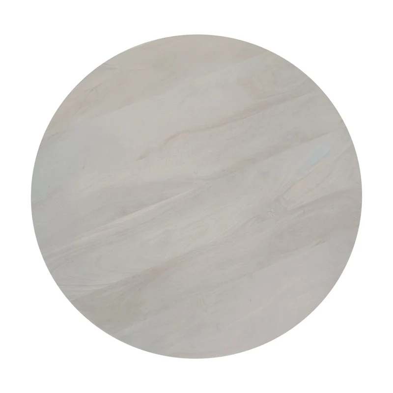 32-Inch Mango Wood Drum Top Coffee Table, Classic Washed White