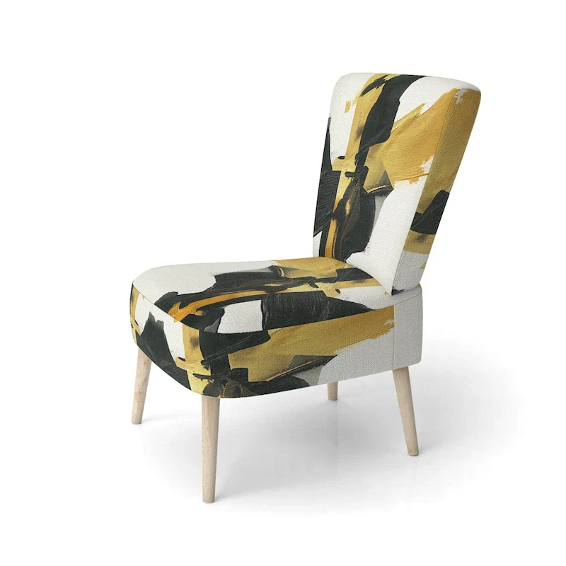 Geometric Black And Teal IV Upholstered Accent Chair