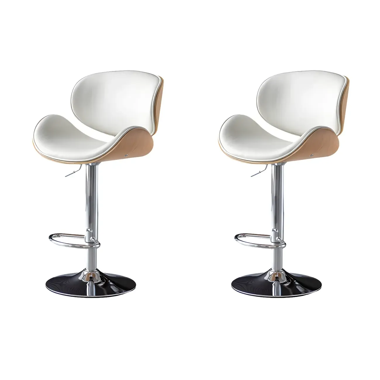 Arched Blackish Green Leather Swivel Adjustable Bar Stool