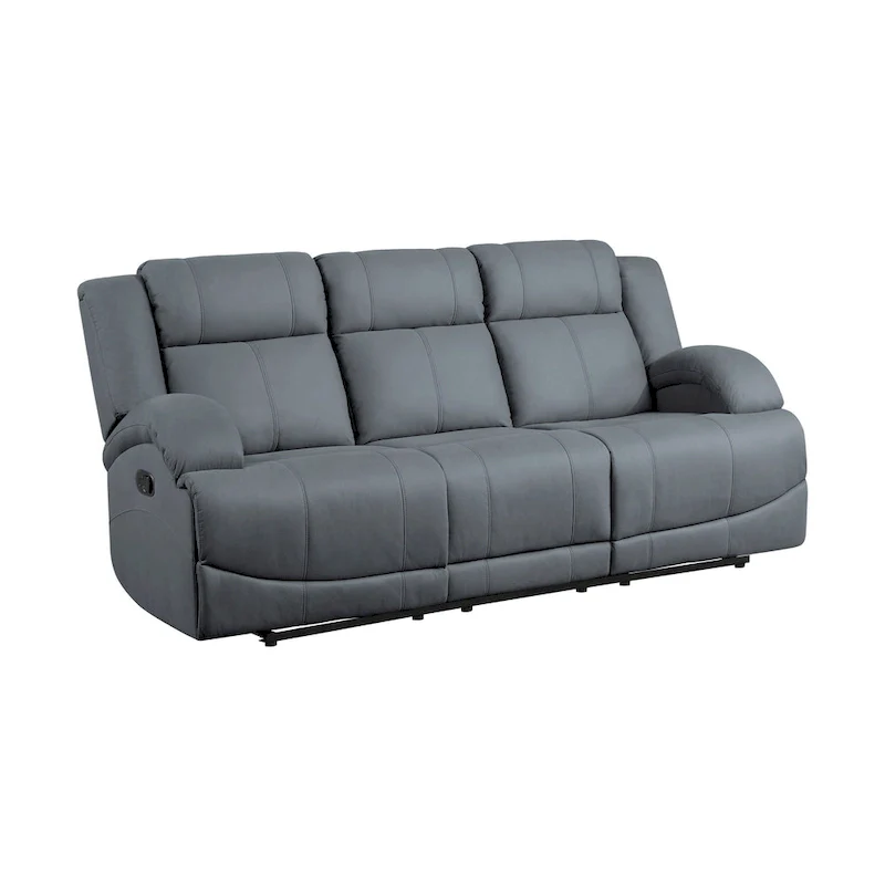 Blue Microfiber Double Manual Recliner Sofa with Pillow Top Arms – 2-Seat