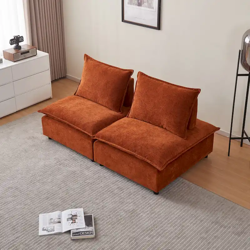 Chenille Upholstered Armless Modular Sectional Sofa, Free Combination
