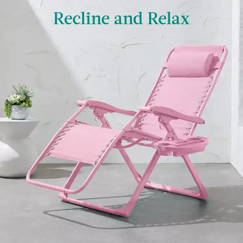Best Choice Products Monochromatic Zero Gravity Chair, Folding Patio Recliner w/Side Tray, Headrest