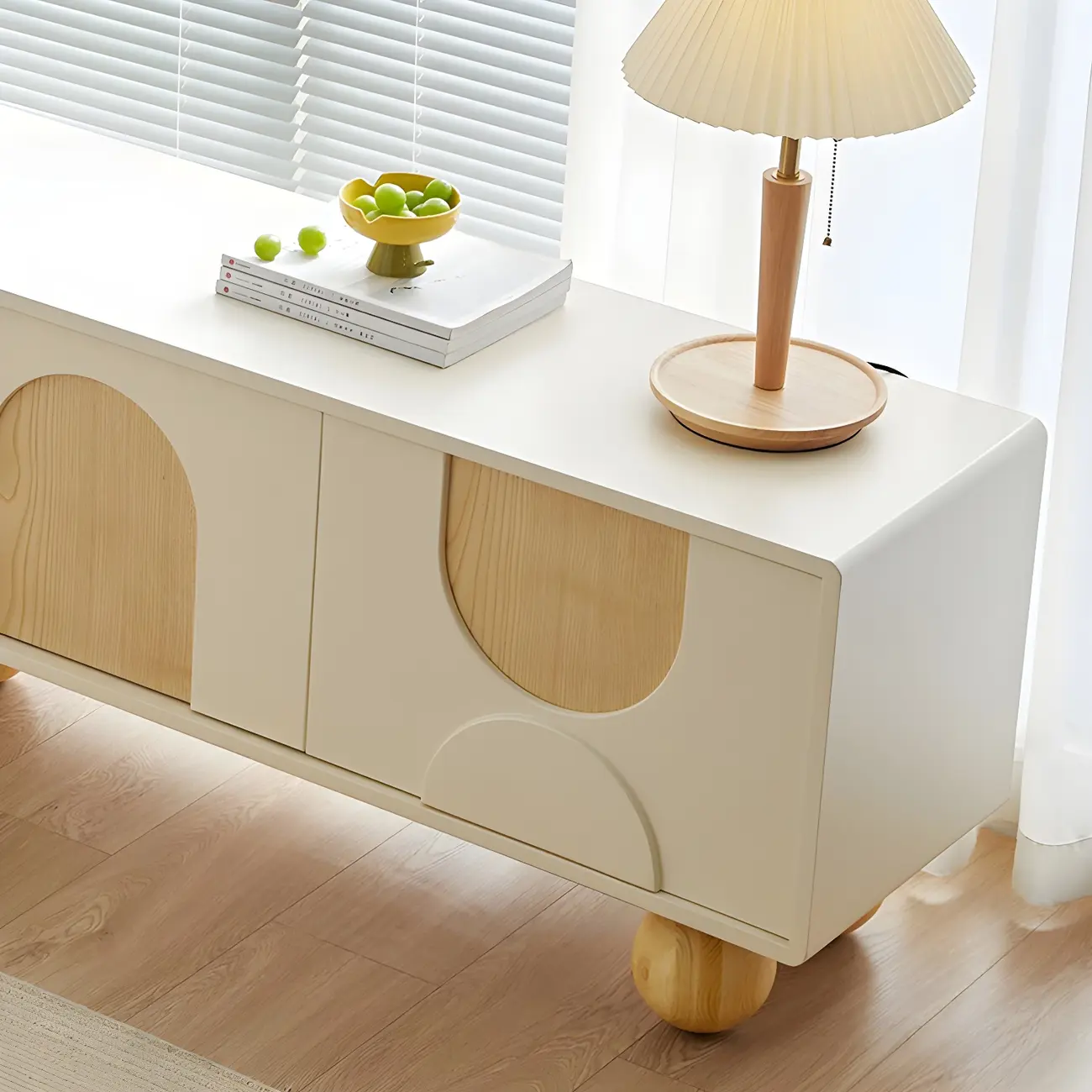 79 White Modern Acrylic Arch Panel Cable Management TV Stand