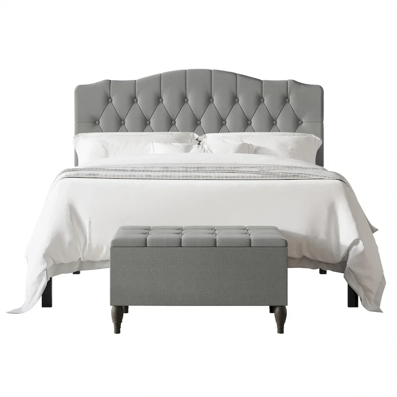 CraftPorch 2 Piece Bedroom Bench Set Transitional Button Tufted Bed