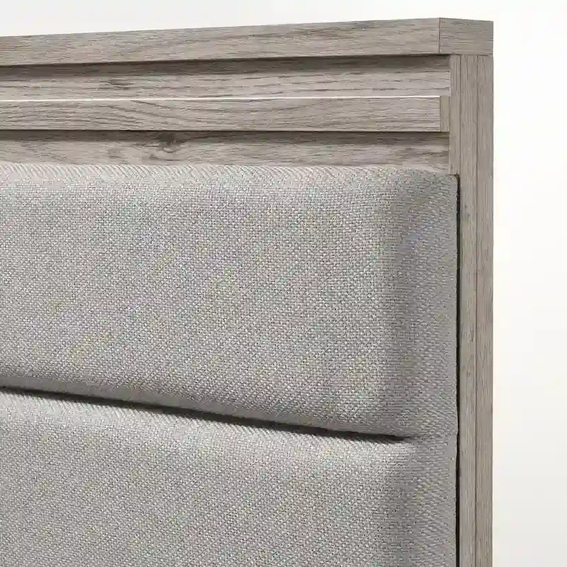 Weathered Gray Upholstered Wood Panel Bed