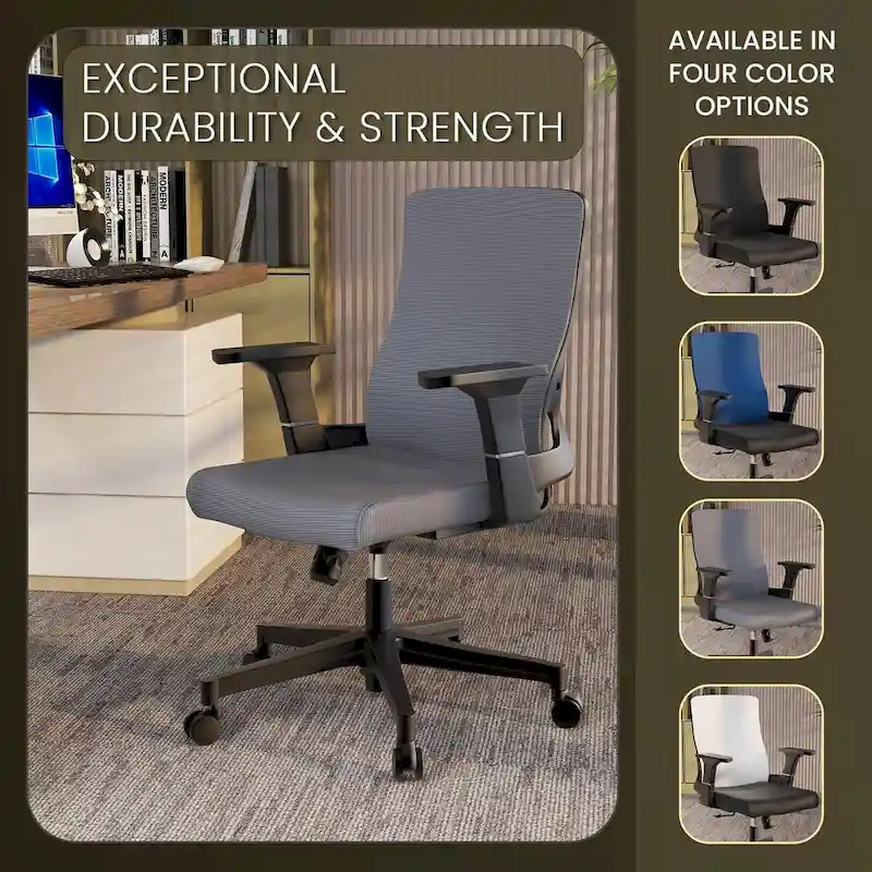 Adjustable Mid-Back Office Chair with 360-Degree Swivel and Tilt Brio Series by LeisureMod