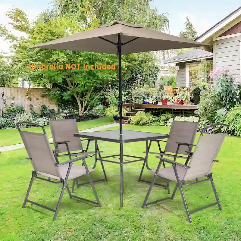 VredHom Outdoor 5-Piece Patio Dining Set with Folding Chairs