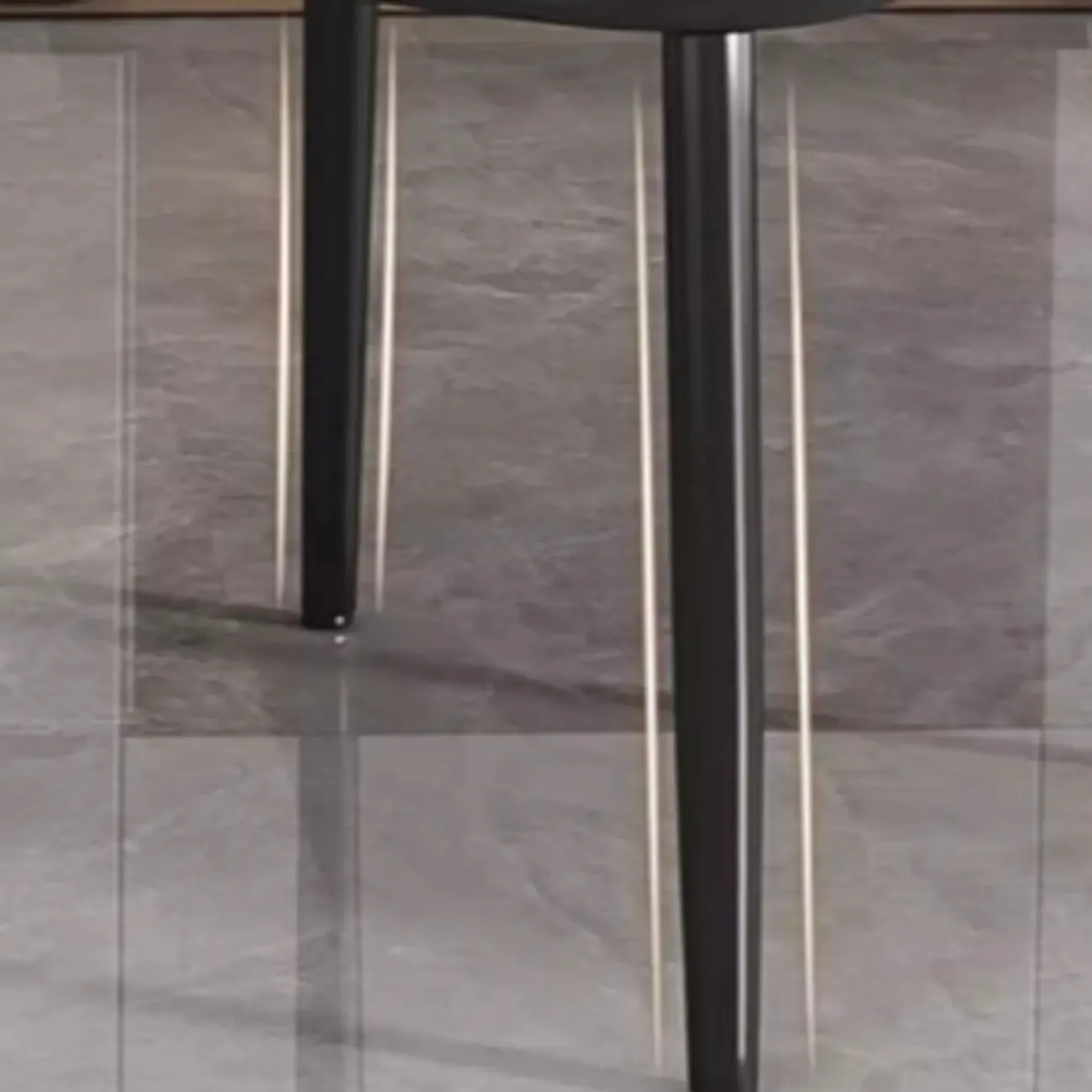 Art Deco Armless Faux Leather Low Back Dining Chair