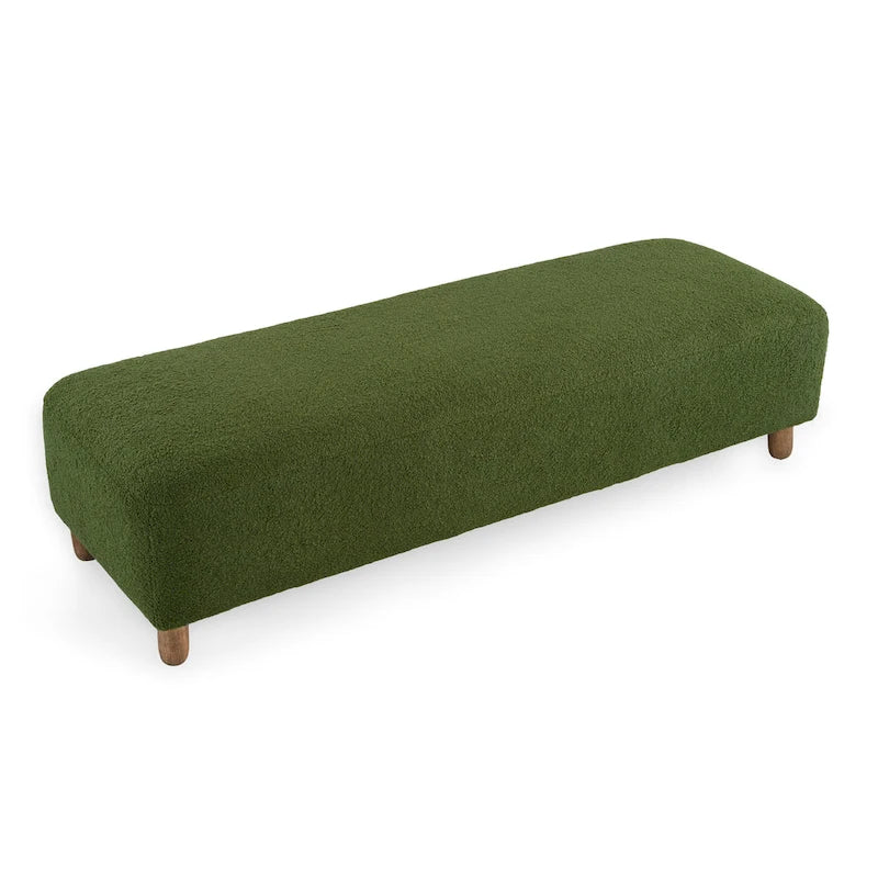 Modern Boucle Ottoman Bench for 2 People