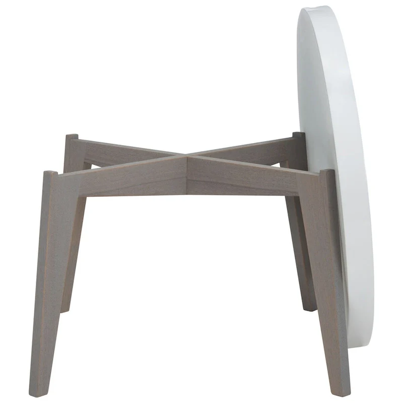 Round End Table with Removable Lacquer Tray – White & Grey, Contemporary Style