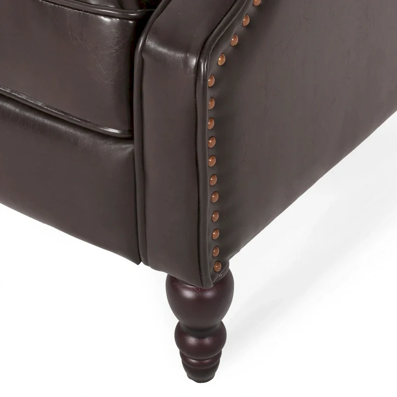 Classic Tufted Bonded Leather Recliner Set (2-Piece) with Nailhead Trim