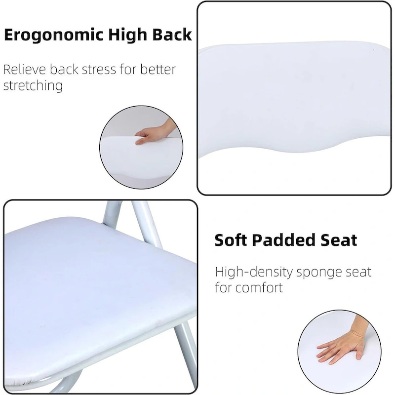 4 Folding Chairs with Cushion, with Non-Slip Feet Pads