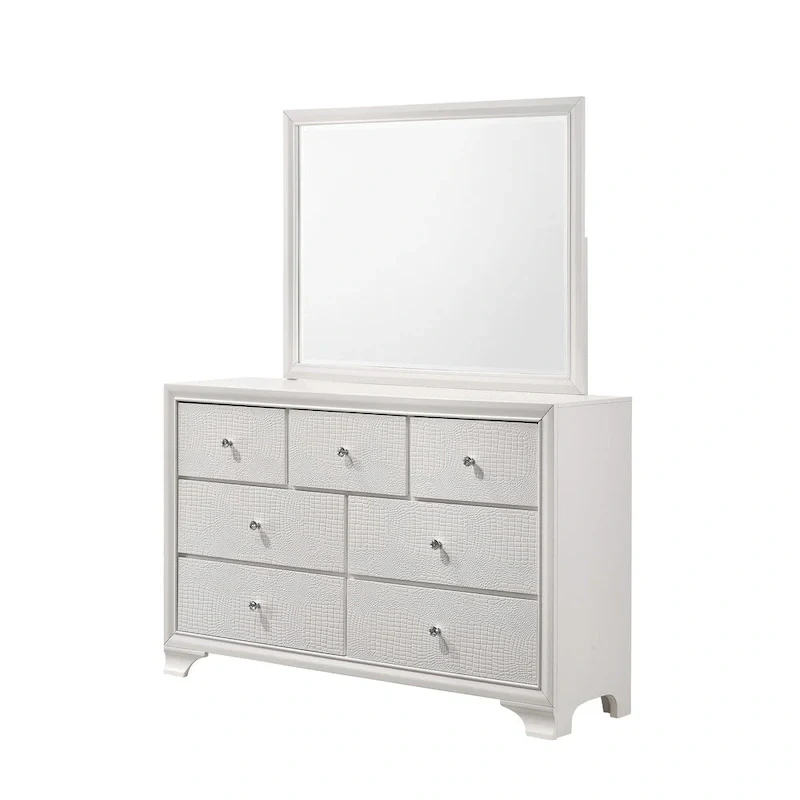 Kym 4 Piece Frost LED Faux Leather Upholstered Tufted Panel Bedroom Set