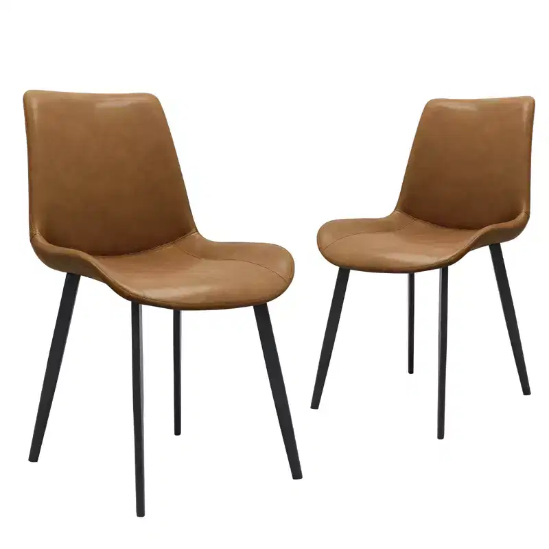 GDFStudio Kelila Modern Faux Leather Upholstered Dining Chair with Metal Legs