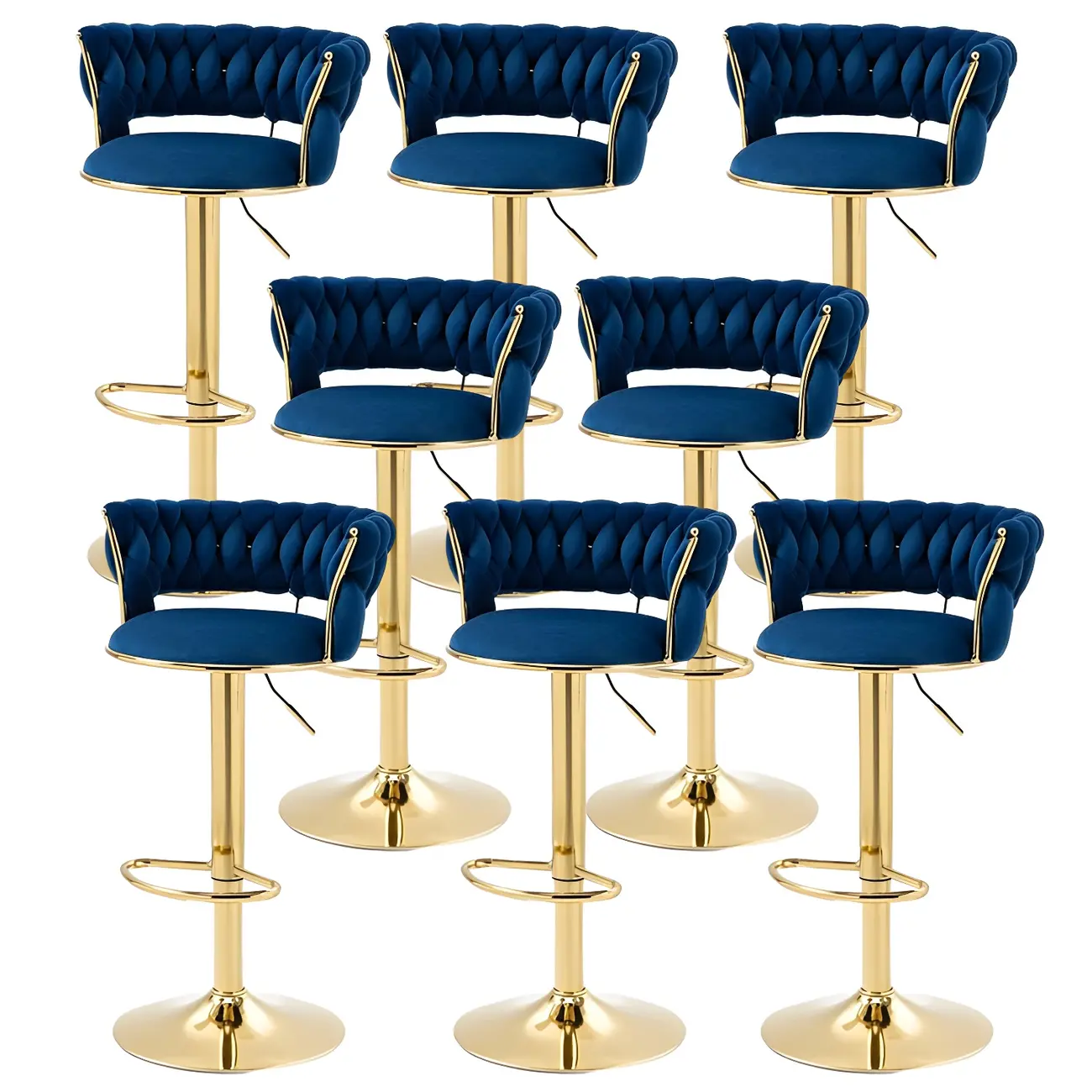 Gold Base Low Back Adjustable Swivel Bar Stool