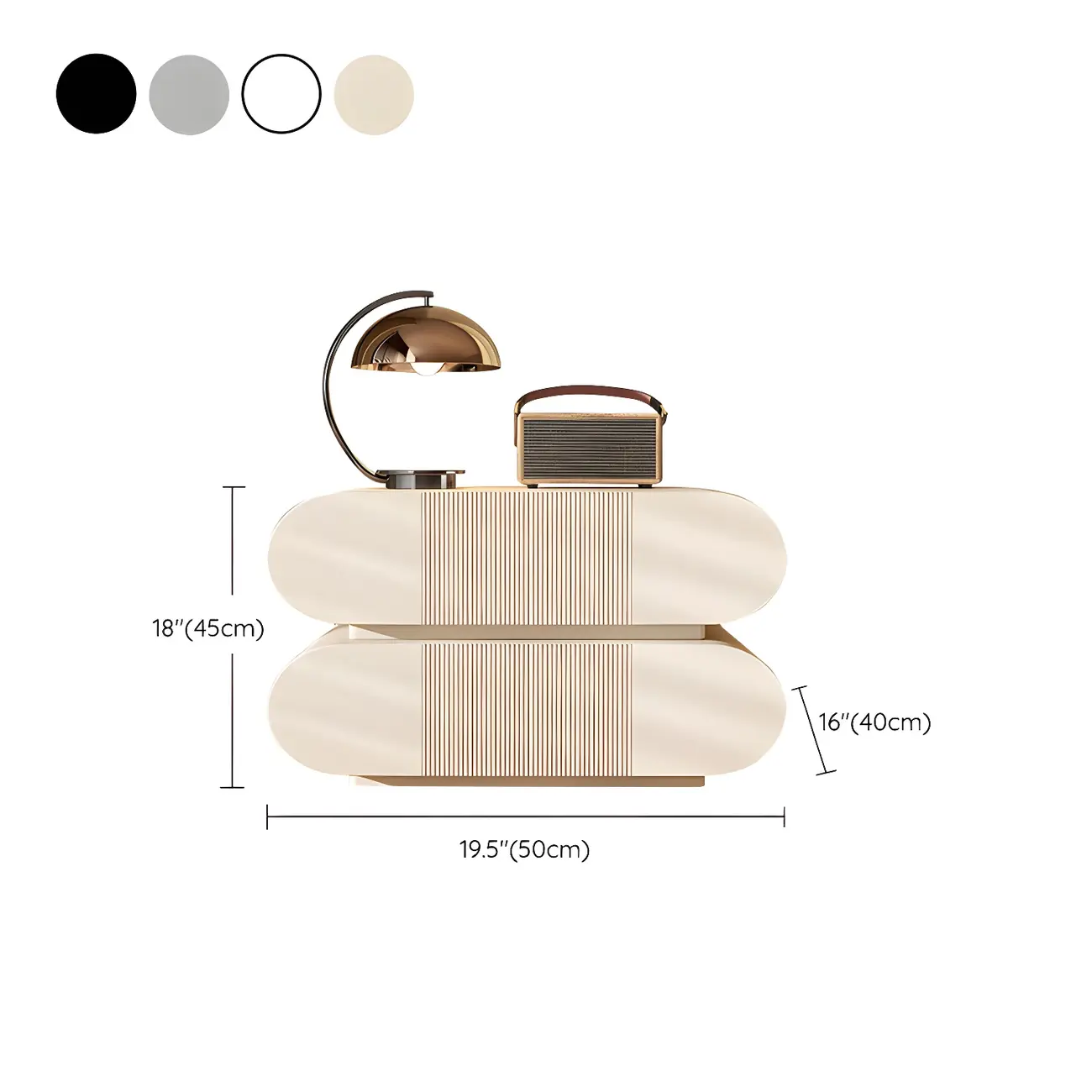 Modern Wood Striped White 2-Drawer Nightstand