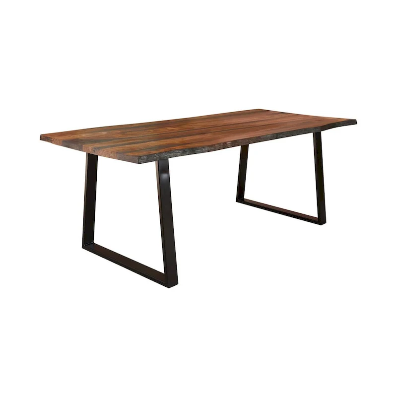 Brown & Black Rectangular Dining Table, Live Edge, Seats 6
