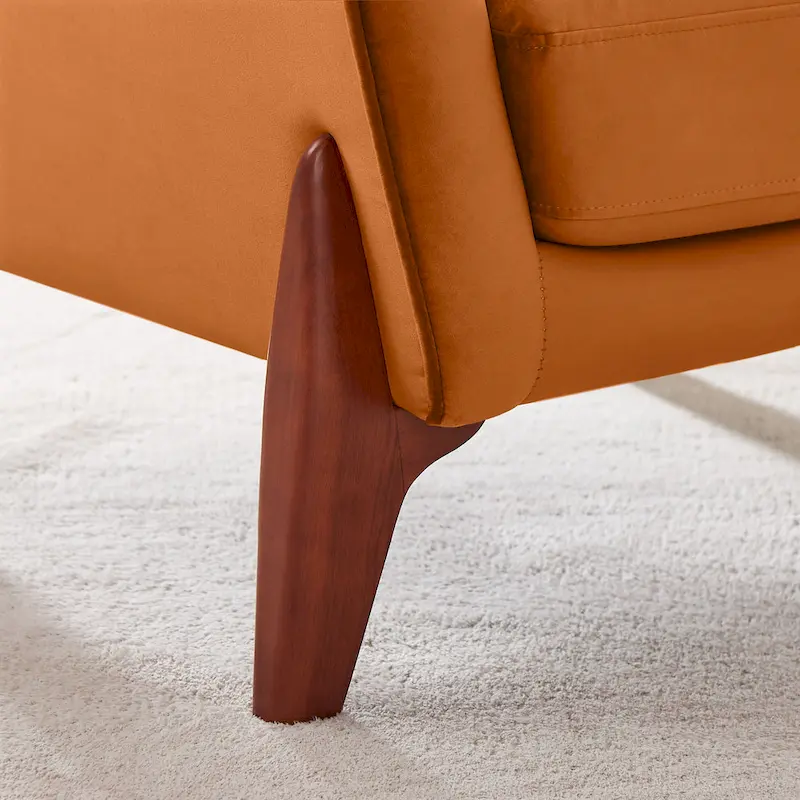 Mid-Century Modern Upholstered Accent Armchair with Rubber Wood Legs