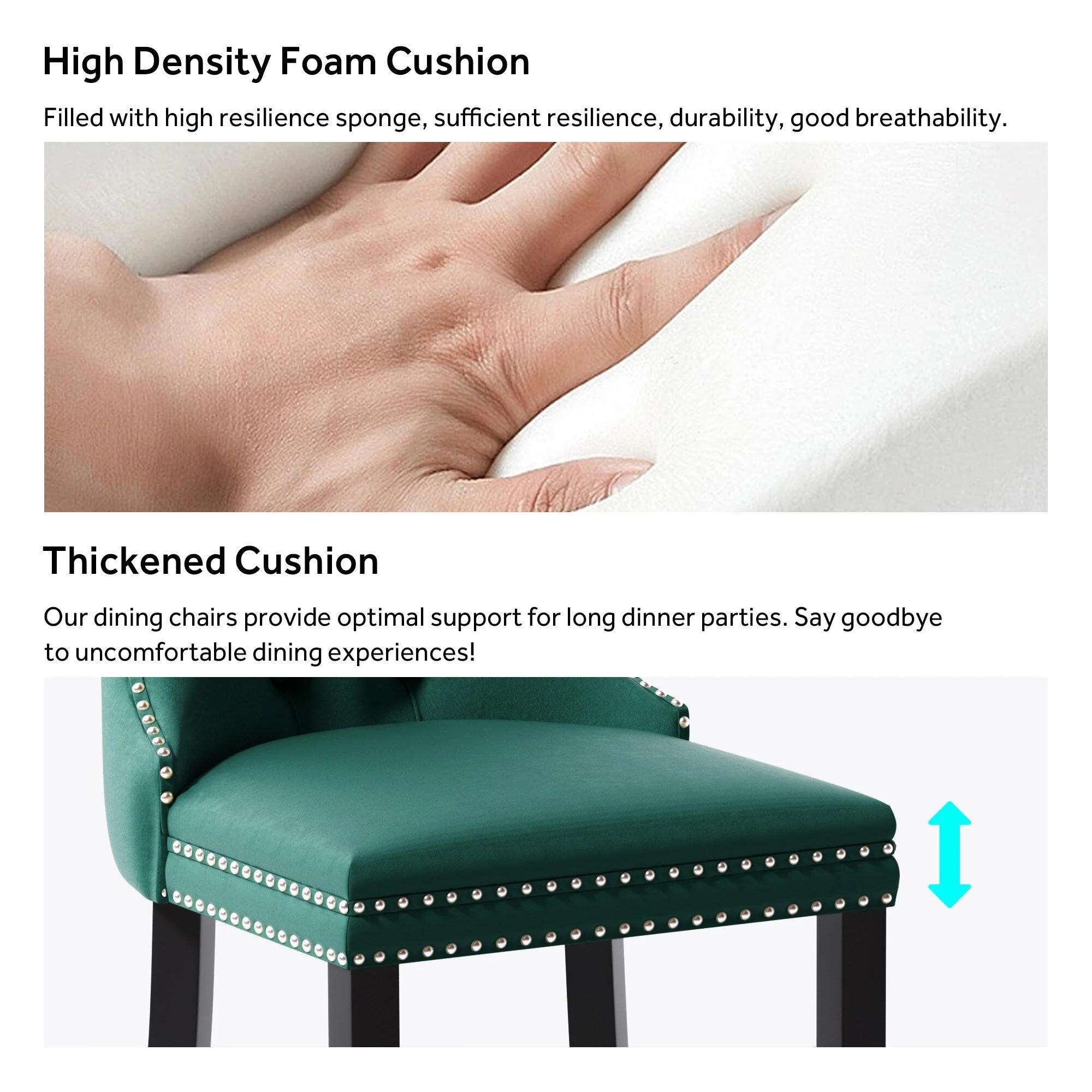 Upholstered Tufted Velvet Dining Chair with Solid Wood Legs Set of 6